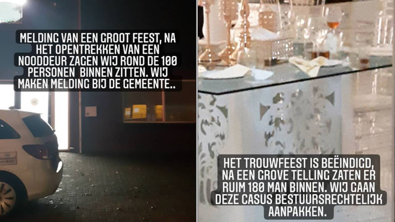 Wijkagenten ontdekten het grote trouwfeest (foto's: wijkagenten_reeshof / Instagram).