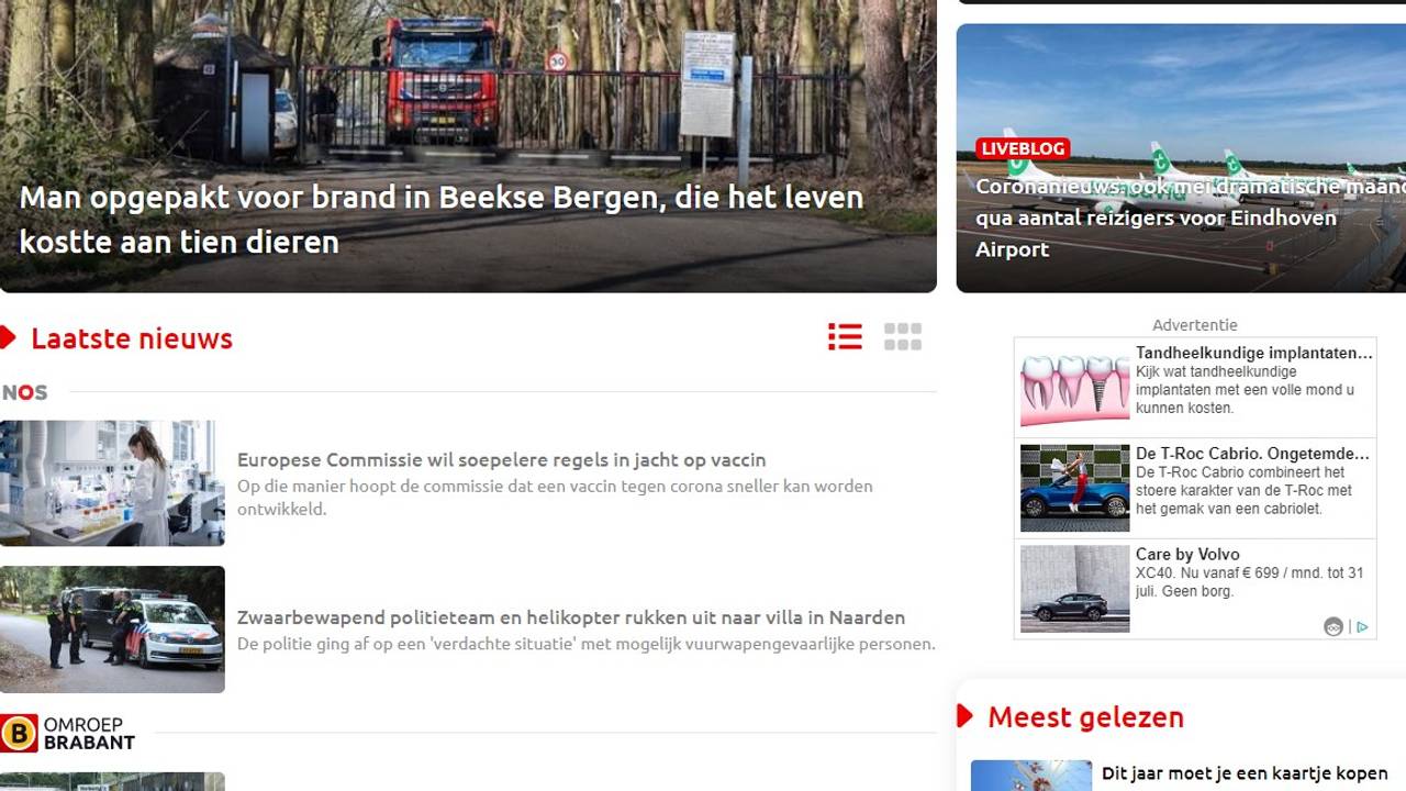 NOS op de site van Omroep Brabant