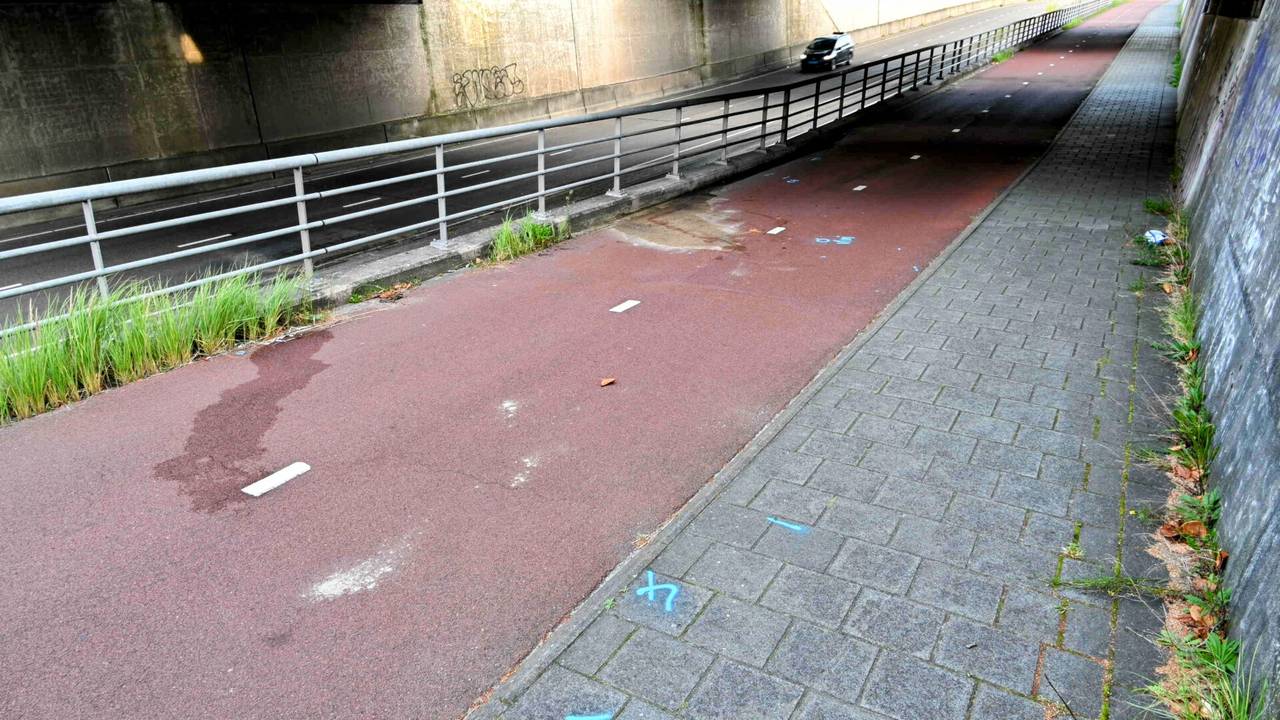 De dode werd aangetroffen op het fietspad in de Westerparklaan in Breda (foto: Tom van der Put/SQ Vision).