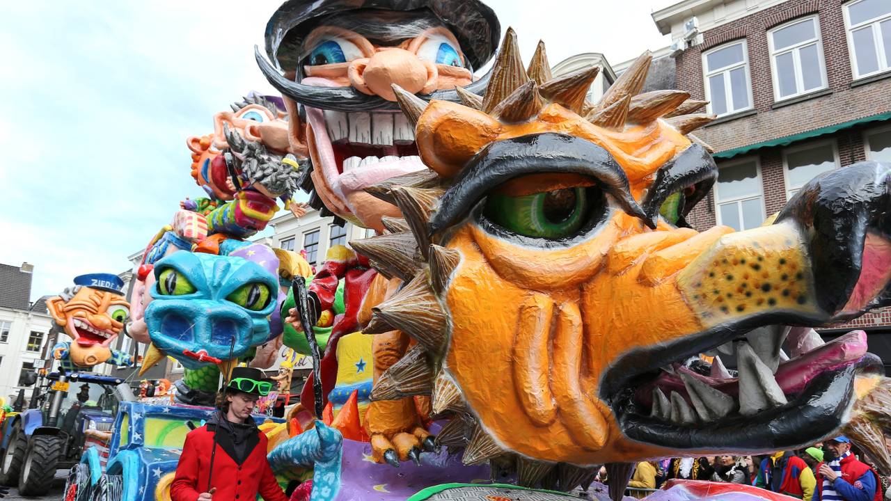 Kleurrijke creatie tijdens de carnavalsoptocht in Breda. (Foto: Karin Kamp)
