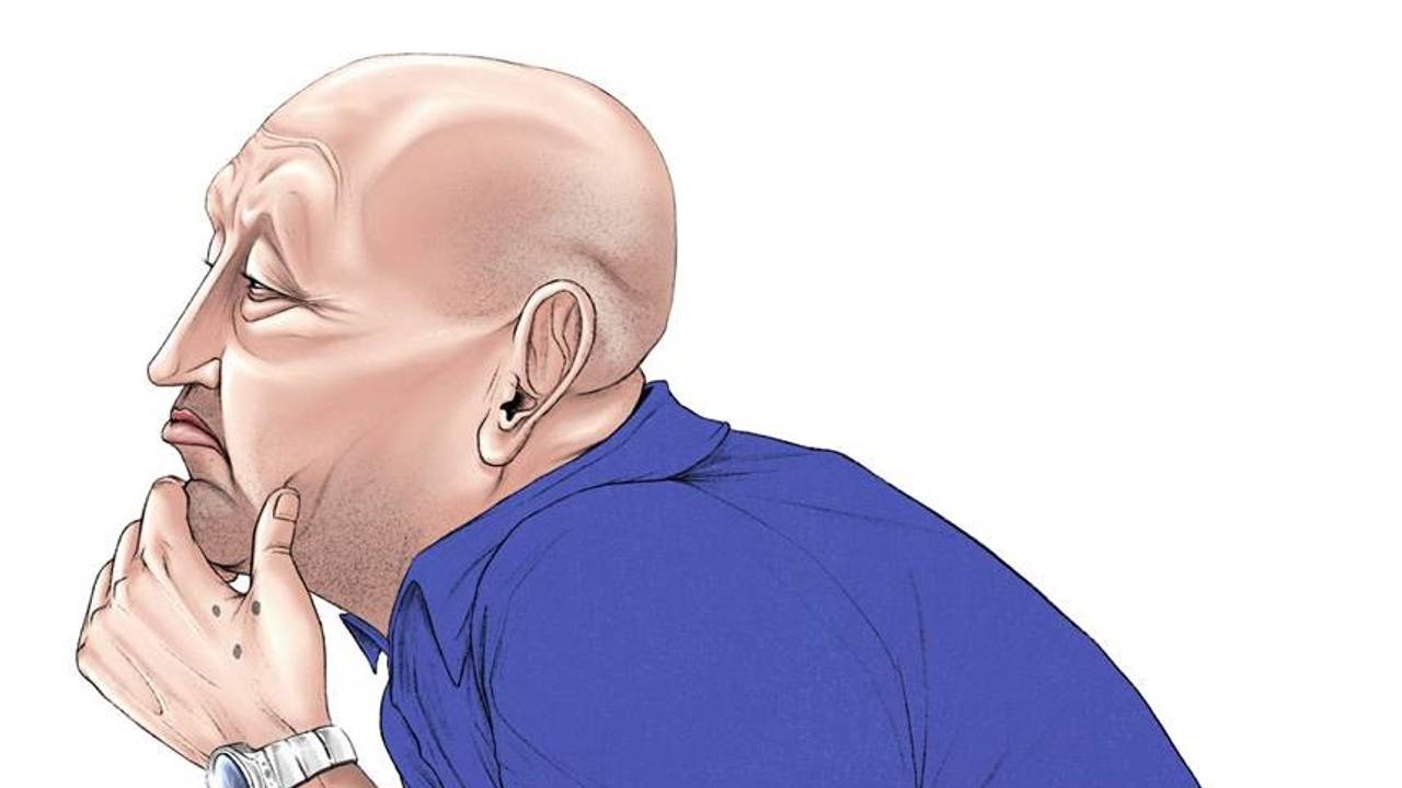 Martien R. maandag in de rechtszaal (tekening: Adrien Stanziani)