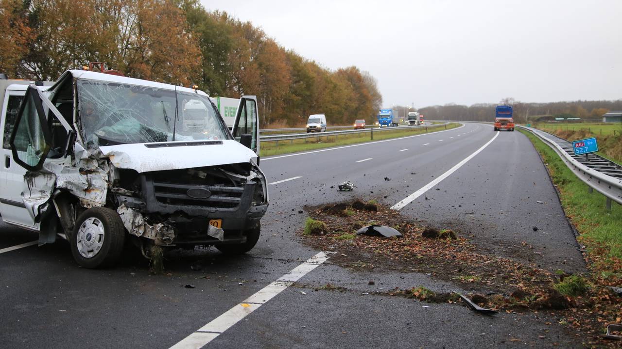 De A67 is afgesloten (foto: Harrie Grijseels/SQ Vision).