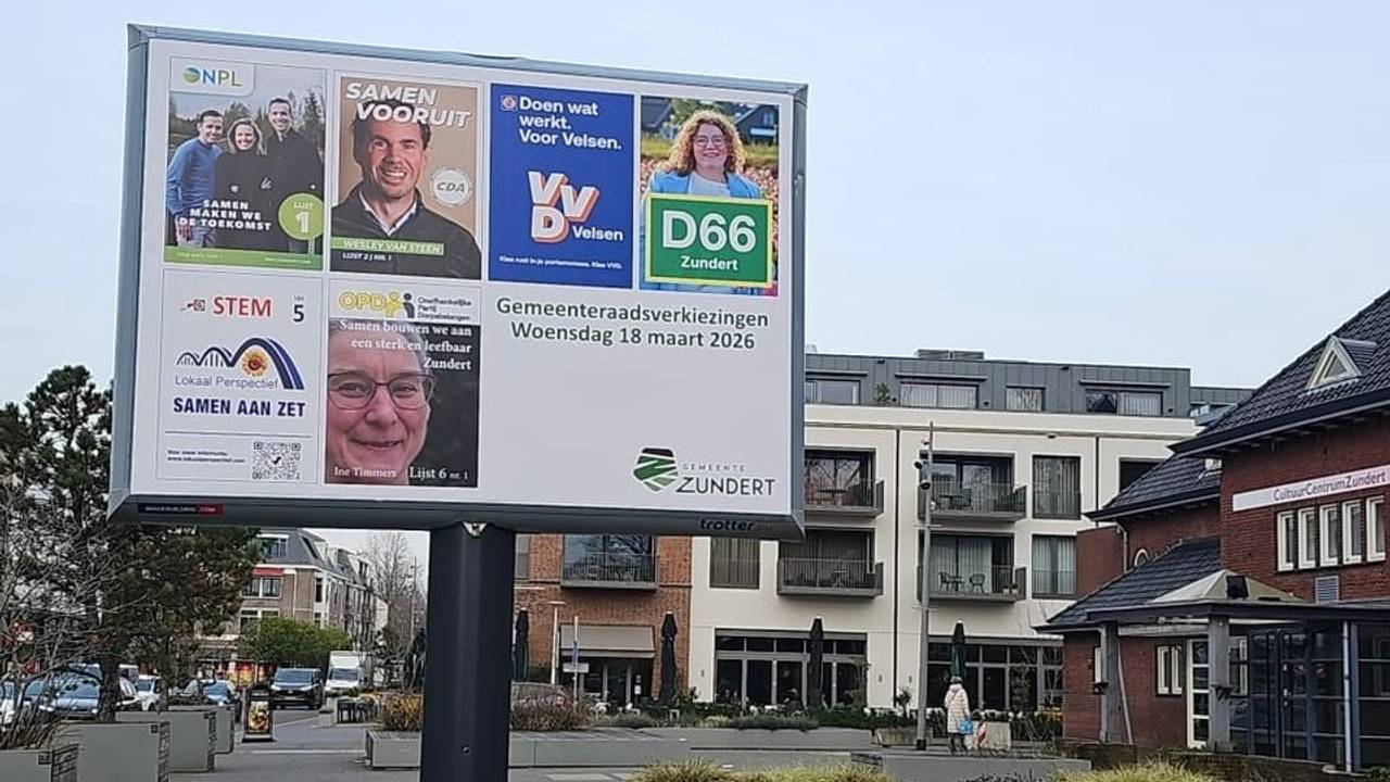 Verkiezingsposters Zundert met verkeerde poster VVD. (Foto: ZuidWest Update)