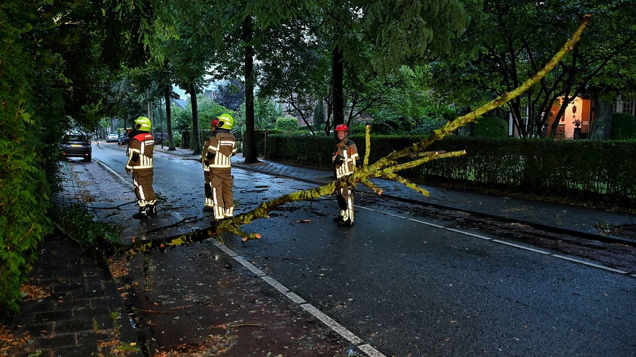 Afgebroken takken versperden de weg in Oisterwijk (foto: Toby de Kort/SQ Vision).