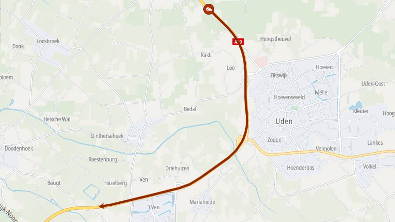 File op de A50 (bron: ANWB).