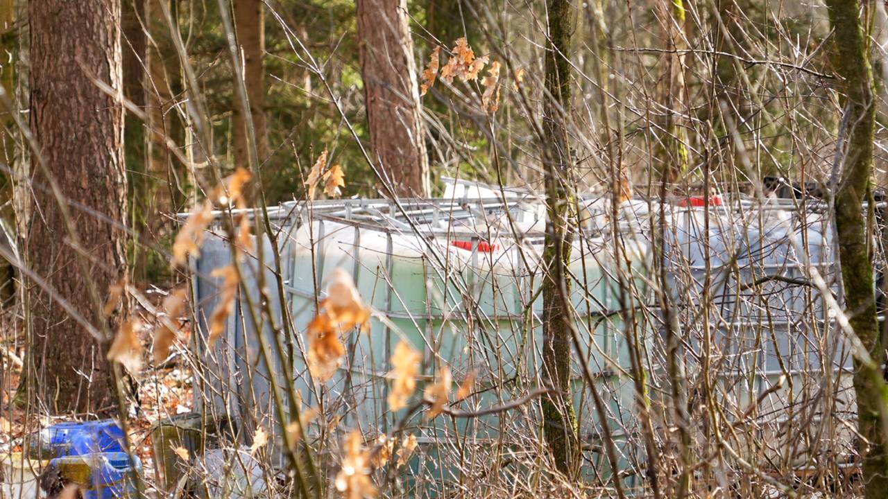 De gedrupte vaten aan de Peelweg bij Vredepeel (foto: Harrie Grijseels/SQ Vision).