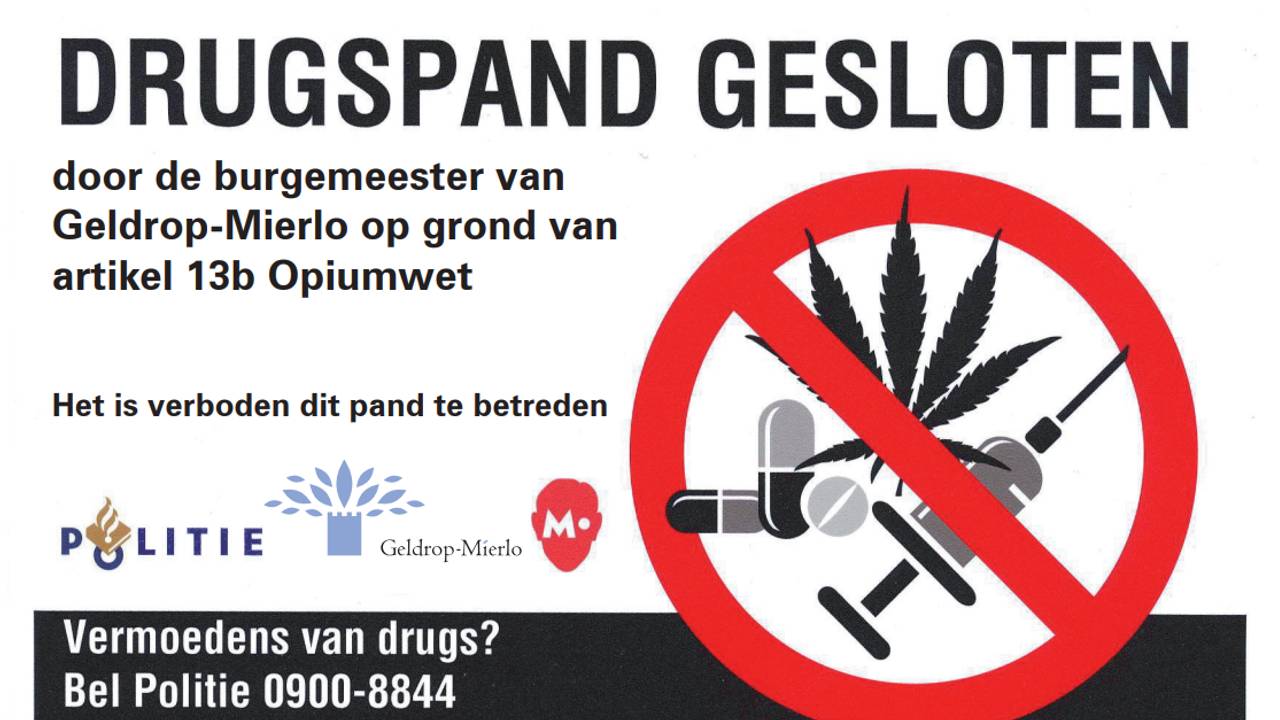 Harddrugs en een wapen gevonden in een huis in Geldrop (foto: Gemeente Geldrop-Mierlo).