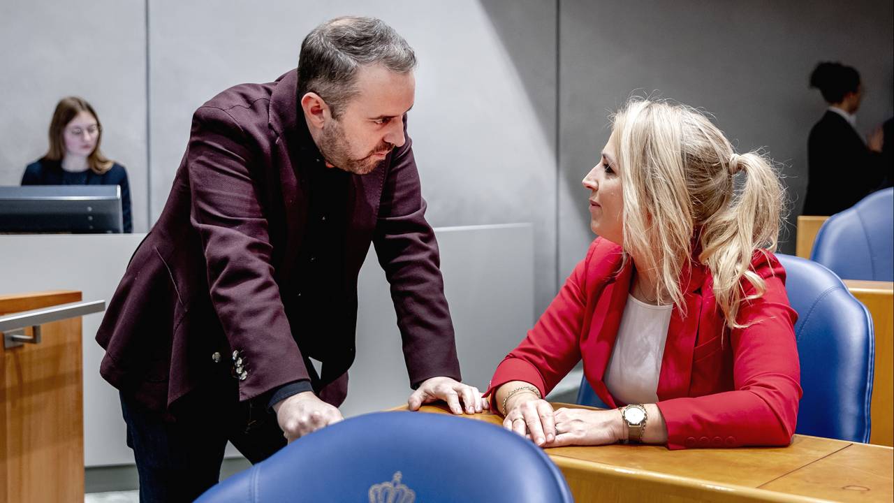 SP-leider Jimmy Dijk (links) en toenmalig SP-fractievoorzitter Lilian Marijnissen (rechts) (Foto: ANP)