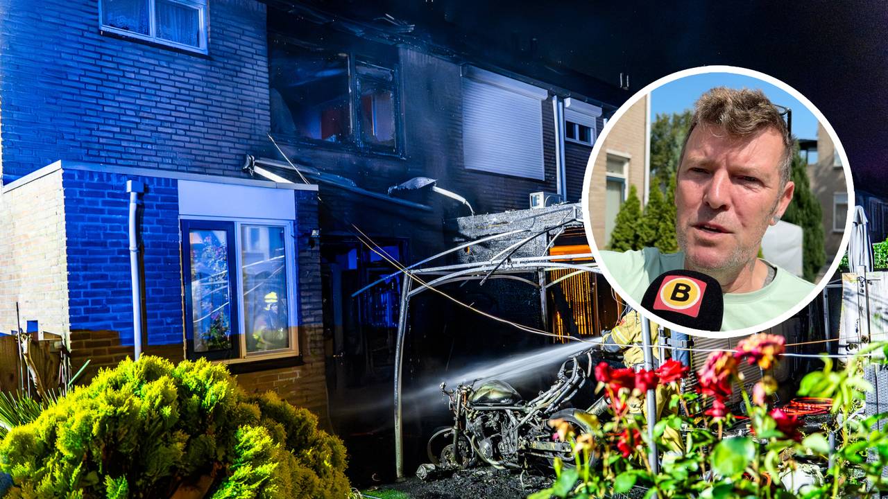 Rudy de Wit woont naast het huis waar brand was (foto: Lucas Lammers / Persbureau Heitink en Jos Verkuijlen).