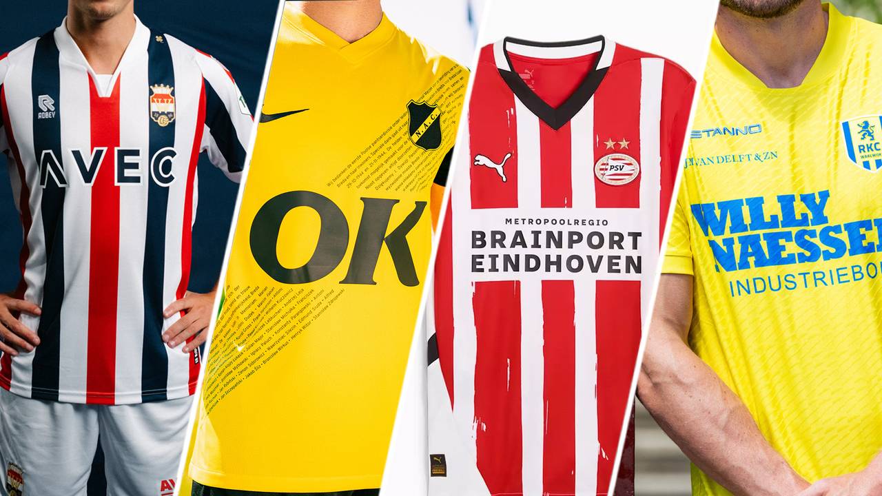 De voetbalshirts van de Brabantse eredivisieploegen