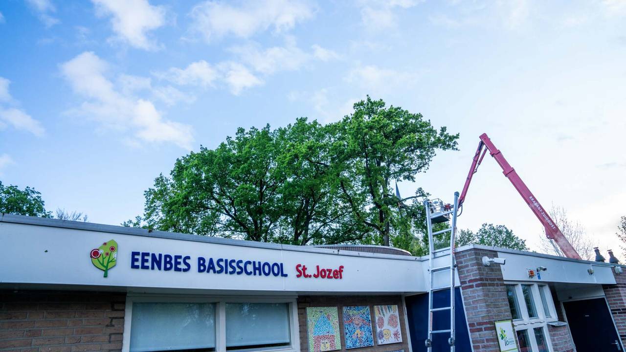 Losse tak bij basisschool (foto: Dave Hendriks/SQ Vision).