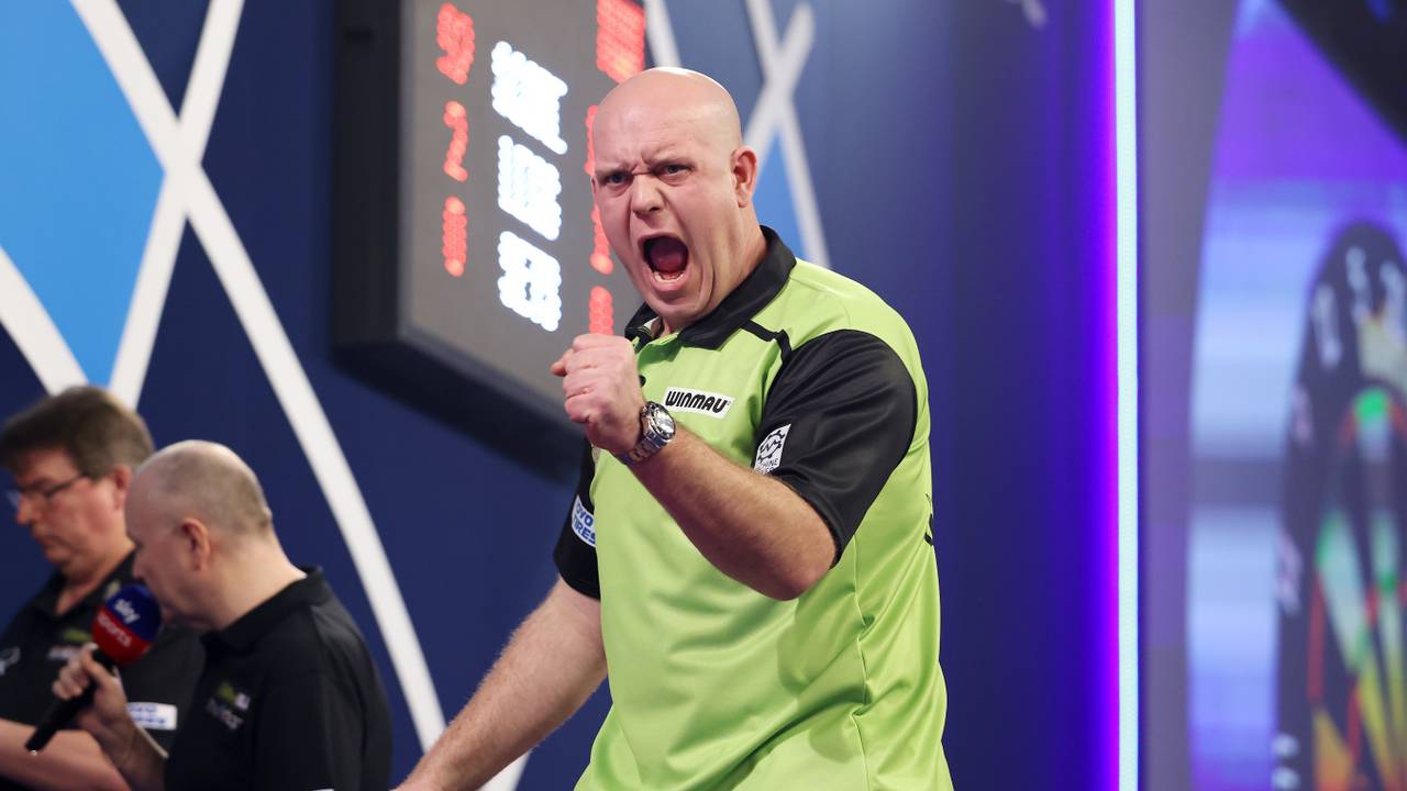 Michael van Gerwen tijdens het WK (foto: OrangePictures).