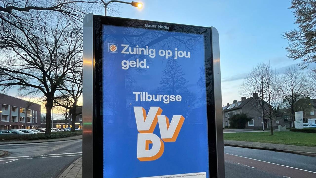 Blunder op verkiezingsposter VVD Tilburg.