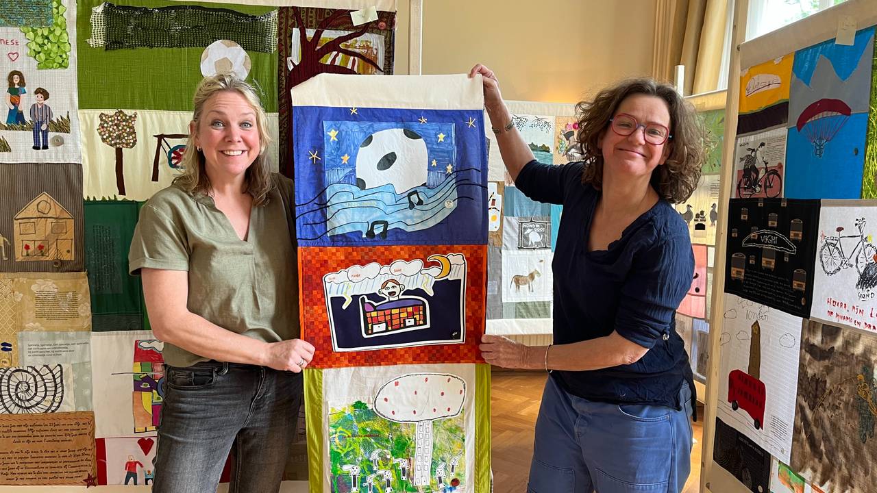 Projectmanager Jente Lens-Swanenberg en kunstenares Judith Abels in hun labyrint van Vught (foto: Megan Hanegraaf).