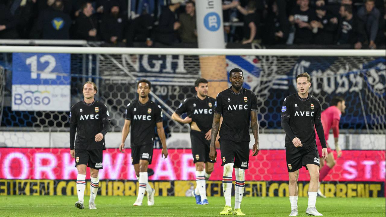 Balende Willem II spelers na de 2-0 in het Abe Lenstra Stadion (foto: ANP)