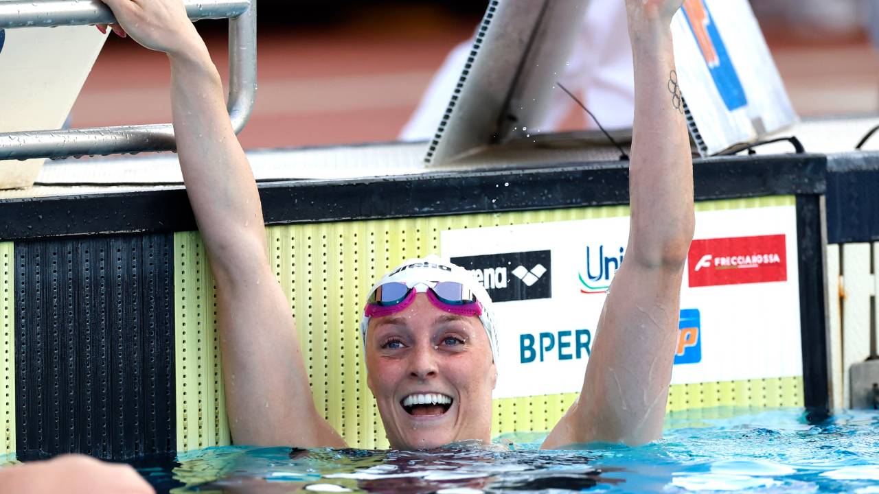 Marrit Steenbergen met een wereldrecord (foto: Simone Castrovillari).