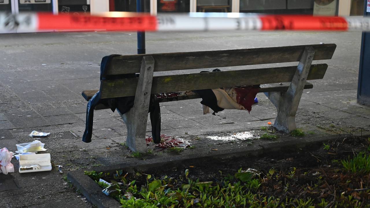 Bloed bij het bankje aan de Bisschopshoeve in Breda (foto: Perry Roovers/SQ Vision).