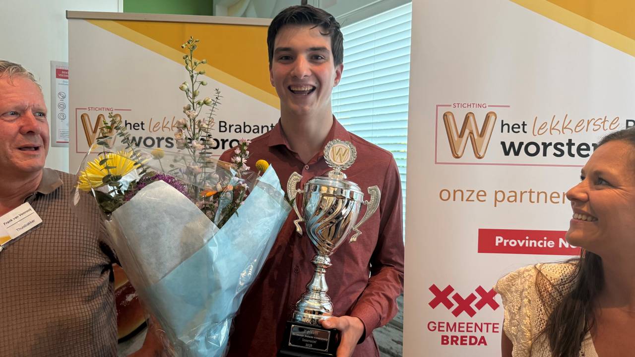 Arne van Beek bakte de meest innovatieve worstenbroodjes (foto: Omroep Brabant).