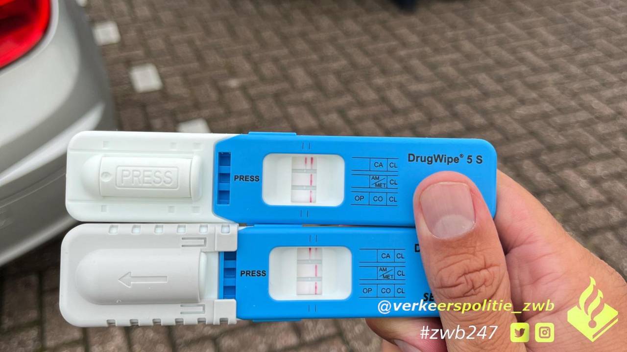 De test wees uit dat twee automobilisten die gisteren bij Hazeldonk werden opgepakt, onder invloed van drugs reden (foto: politie).