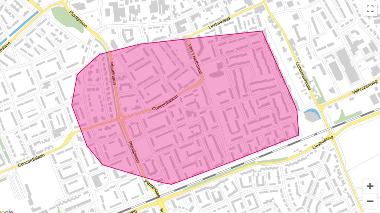 Het getroffen deel van Etten-Leur (kaartje: Enexis).