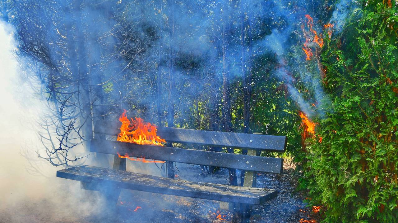 De brandende bank (foto: Rico Vogels/Persbureau Heitink).