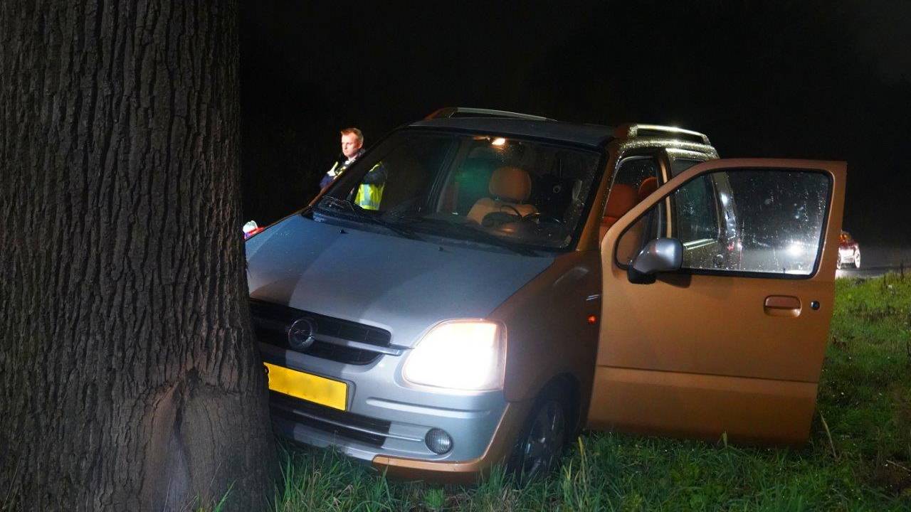 De boom kwam tot stilstand tegen een boom in de middenberm (foto: SQ Vision/Bart Meesters).