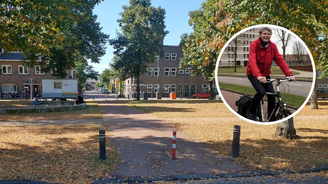 In Den Bosch worden 130 paaltjes van fietspaden verwijderd mede door Aad Smid van de Fietsersbond (foto: Omroep Brabant).