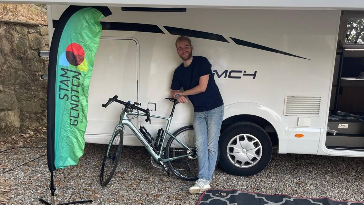 Gijs na zijn aankomst in Italië (Privéfoto).