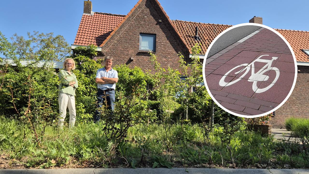Mechtild Hoïng en buurman Frank van Gool in haar voortuintje aan de Rijksweg in Dorst (foto's: Niek de Bruijn en Fietsberaad - Flickr).