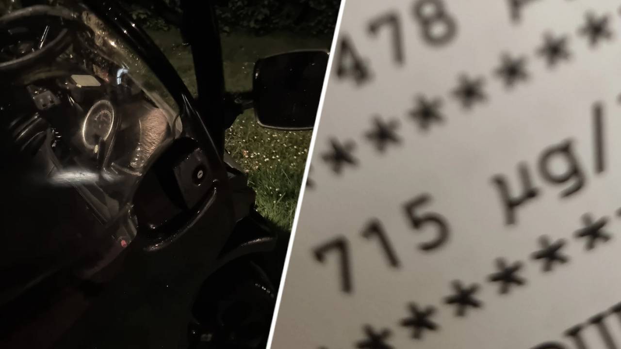 De brommobiel liep schade op en de jonger blies veel te veel (foto: Instagram Wijkagenten Breda Zuid West)