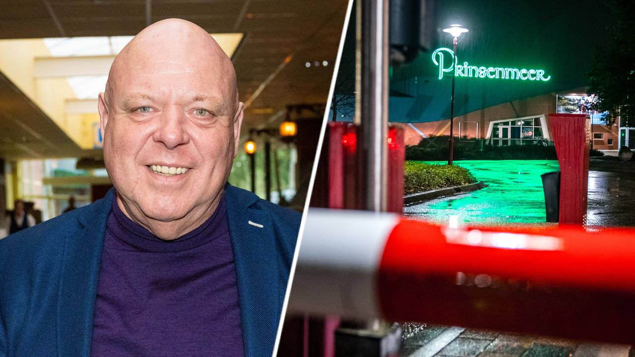 Peter Gillis en de entree van vakantiepark Prinsenmeer in Ommel (foto's: ANP).