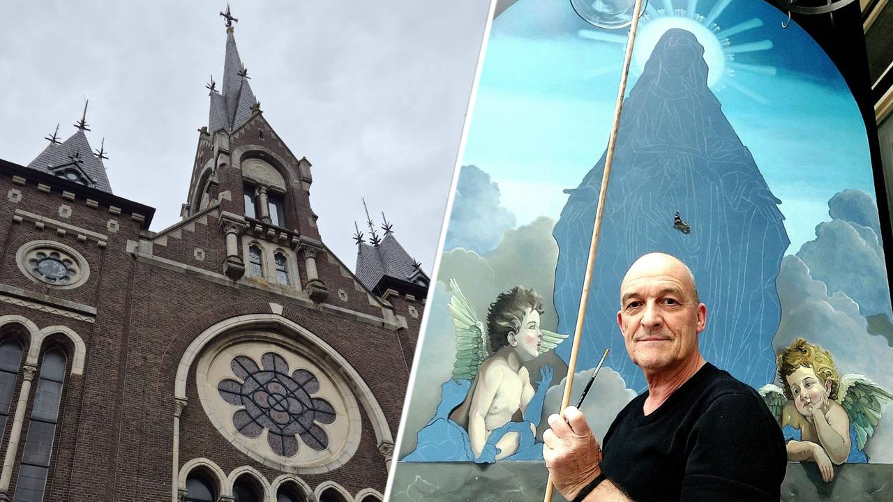 De Oosterhoutse kunstschilder Peter Nuijten maakte een hyperrealistische wandschildering van Maria, voor de kapel van de voormalige Heilig Hartkerk in Oosterhout