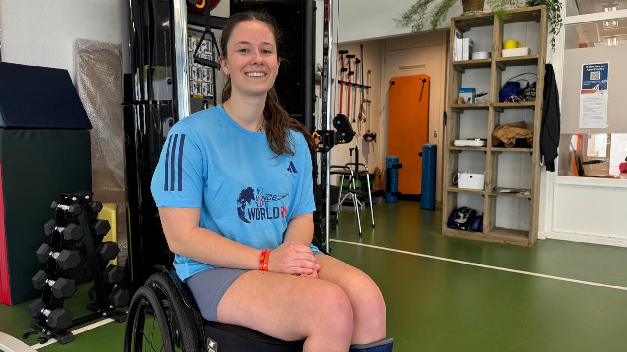 Isa (20) uit Roosendaal traint voor een kilometer tijdens de Wings for Life World Run in Breda.