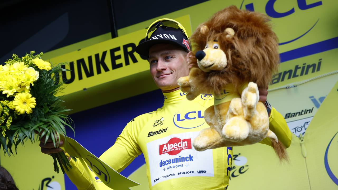Mathieu van der Poel: een nieuwe gele trui rijker (foto: ANP).