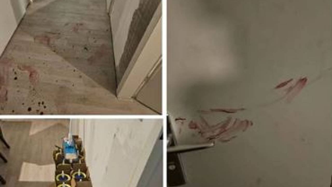 Bloedsporen in het huis in Den Bosch waar de mishandeling plaatsvond (foto: Instagram wijkagenten Den Bosch buurt Noord).