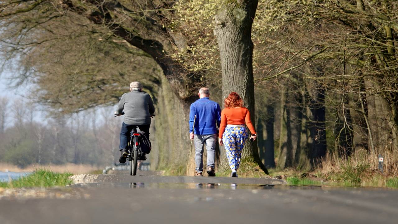 Mensen wandelend in de zon (foto: Ben Saanen)