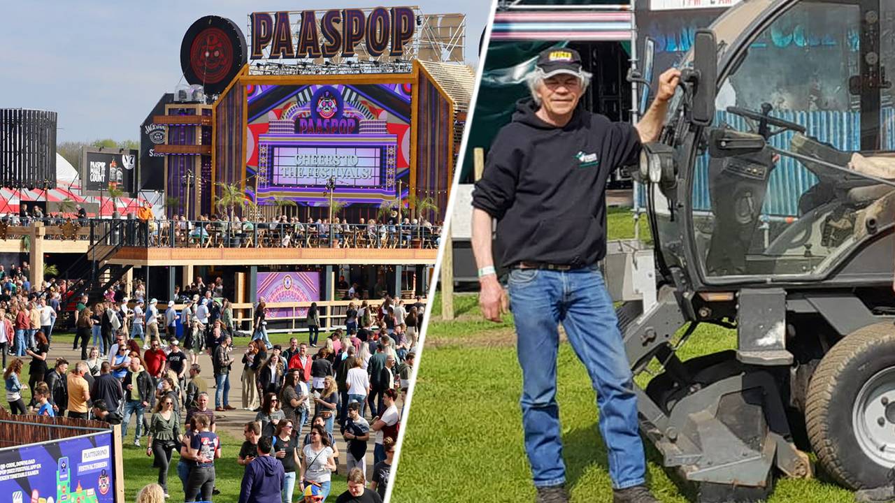 Als Paaspop voorbij is, komt Herman Eskes met zijn megastofzuiger schoonmaken (foto: Lobke Kapteijns/Herman Eskes).