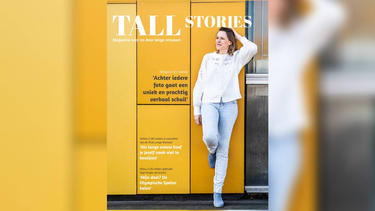 Mirjam schitterde zelf op de cover van haar magazine voor lange mensen (foto: Mirjam van Valen).