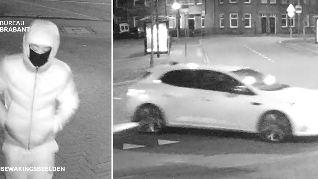 De witte auto en de man met het 'rare loopje' (foto: politie).