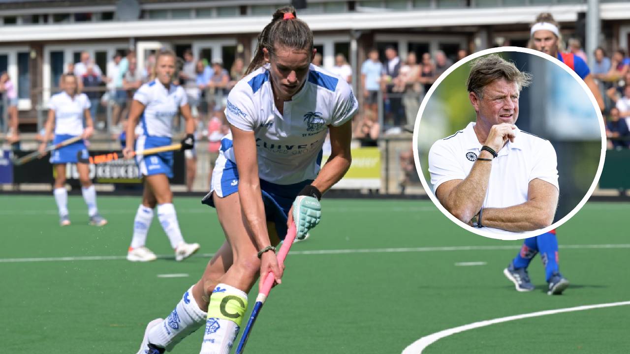 Lidewij Welten tijdens de Hoofdklasse vrouwen hockey wedstrijd tussen SCHC en Kampong (afbeelding: ANP)