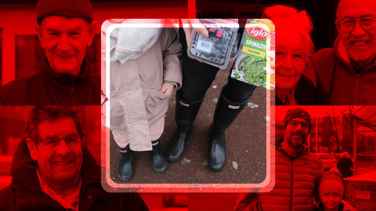 Maayke en haar dochtertje kochten spinazie en blauwe besjes (foto: Omroep Brabant).