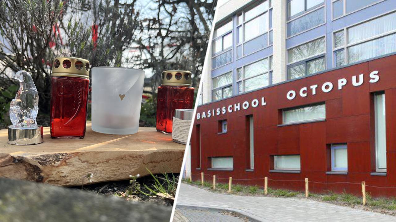 Foto links: kaarsen bij het huis aan de Dotterbloem - foto rechts: Kindcentrum Octopus.