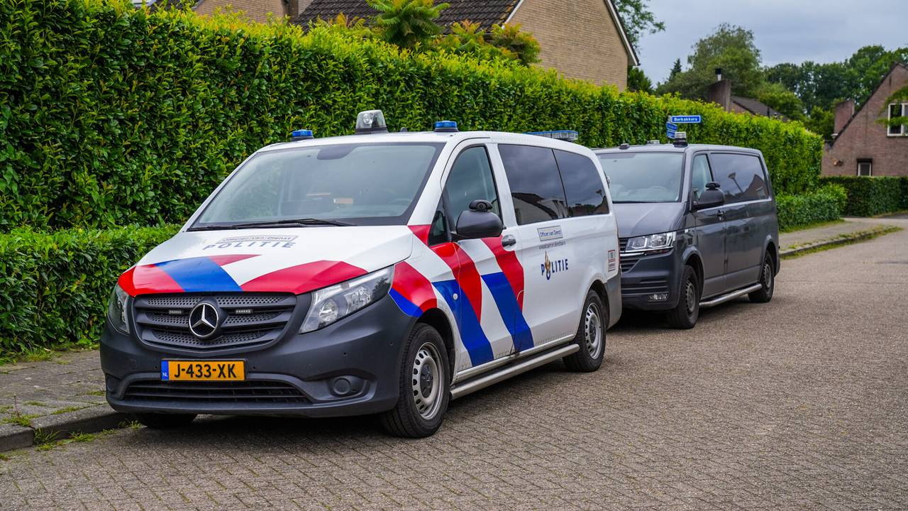 De politiebusjes in de straat (foto: SQ Vision/Dave Hendriks).