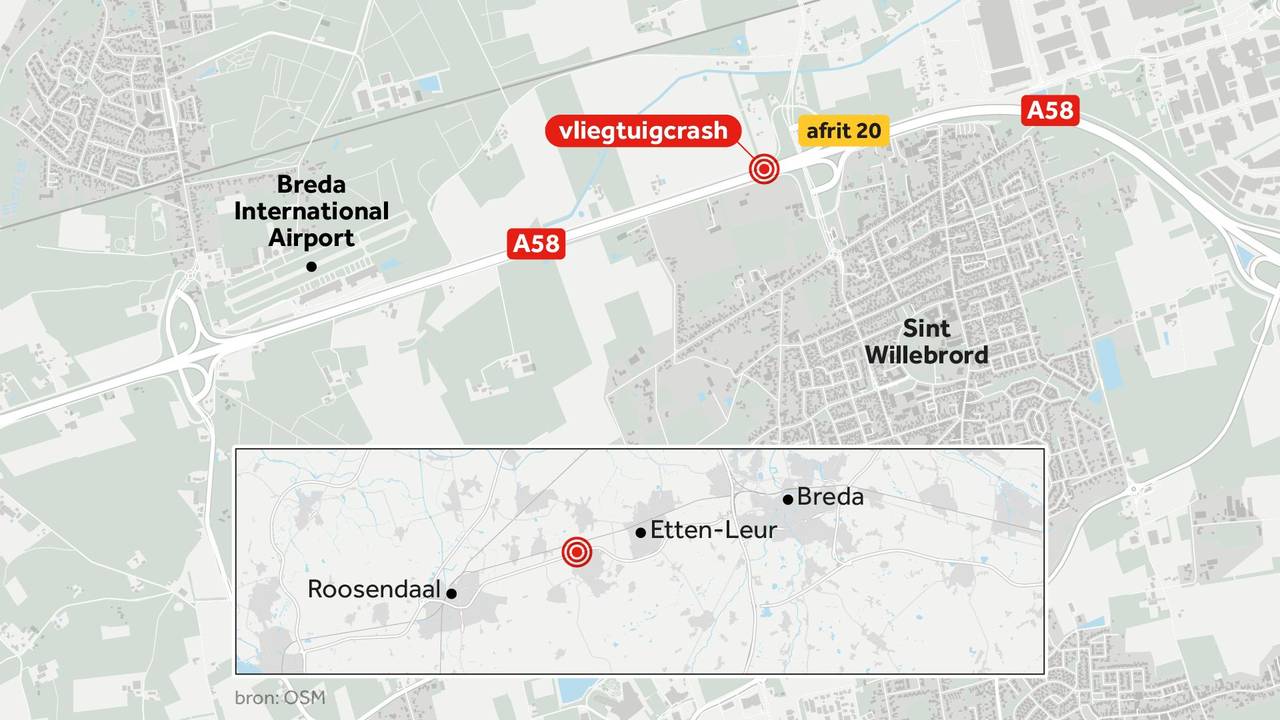 De locatie van de vliegtuigcrash (Beeld: NOS)