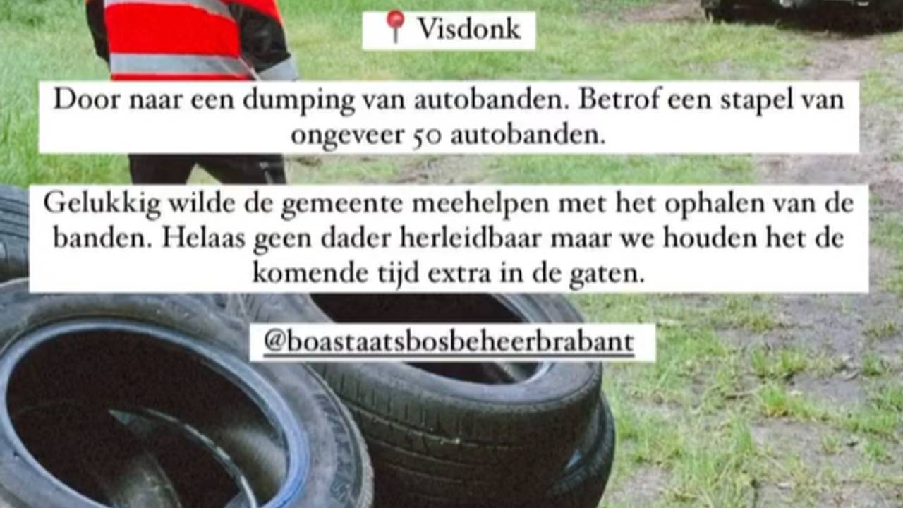 De gedumpte banden (foto: Instagram Boastaatsbosbeheerbrabant).