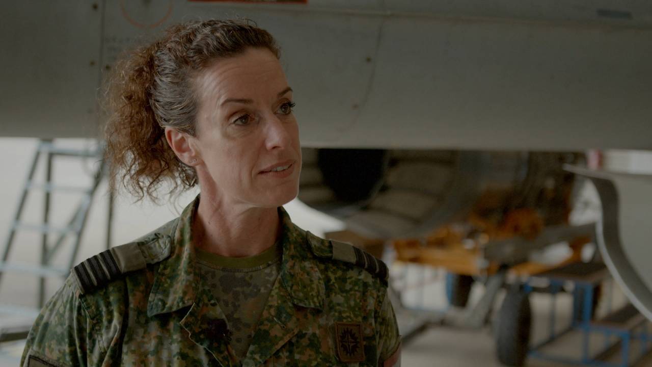 Luitenant-kolonel Linda Lauret van het Air Mobility Command op vliegbasis Eindhoven