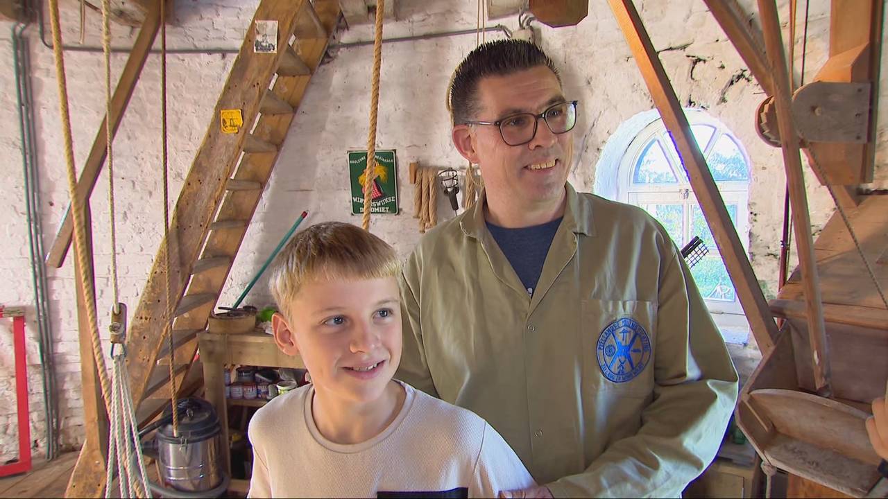 Rens wil molenaar worden en zijn vader heeft net zijn molenaarsdiploma gehaald (foto: Omroep Brabant).