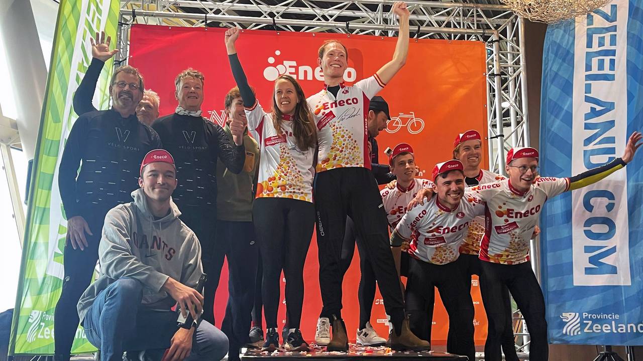 Ingrid op het podium.