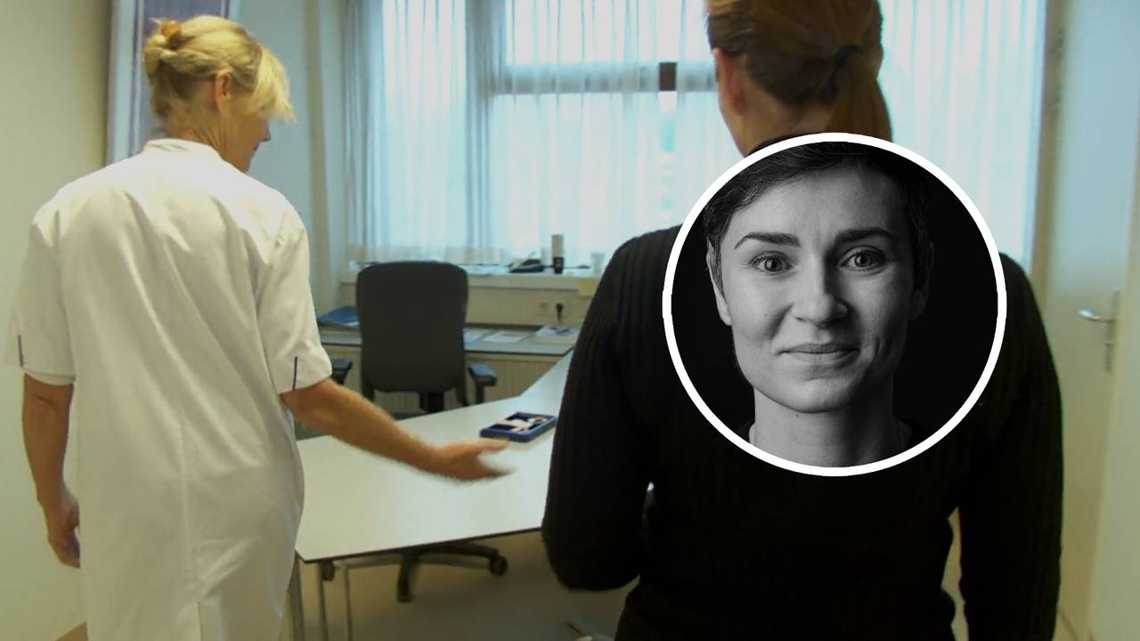 Afbeelding van ziekenhuis en portret van socioloog Katya Ivanova