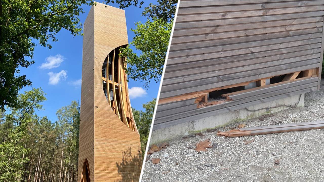 De vernielingen aan de toren (foto: gemeente Bergeijk).